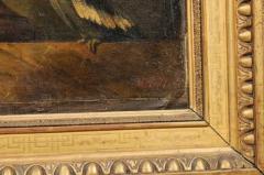 French 18th Century Framed Still Life Oil Painting with Bouquet and Parakeet - 3422870