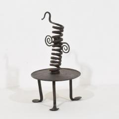 French 18th Century Hand Forged Iron Rat De Cave Candleholder - 4114300