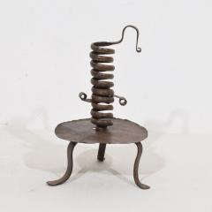 French 18th Century Hand Forged Iron Rat De Cave Candleholder - 4114353