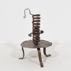 French 18th Century Hand Forged Iron Rat De Cave Candleholder - 4114354