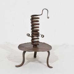 French 18th Century Hand Forged Iron Rat De Cave Candleholder - 4114470