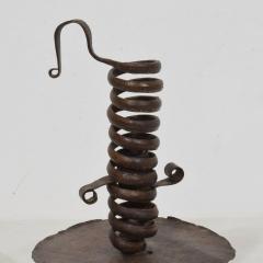 French 18th Century Hand Forged Iron Rat De Cave Candleholder - 4114539