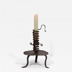 French 18th Century Hand Forged Iron Rat De Cave Candleholder - 4447797