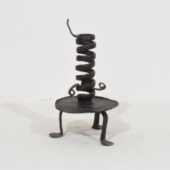 French 18th Century Hand Forged Iron Rat De Cave Candleholder - 4114384