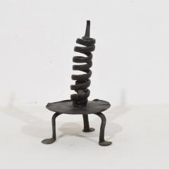 French 18th Century Hand Forged Iron Rat De Cave Candleholder - 4114395