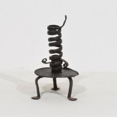 French 18th Century Hand Forged Iron Rat De Cave Candleholder - 4114492