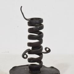 French 18th Century Hand Forged Iron Rat De Cave Candleholder - 4114498