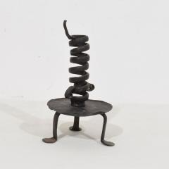 French 18th Century Hand Forged Iron Rat De Cave Candleholder - 4114499