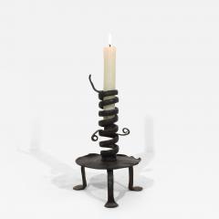 French 18th Century Hand Forged Iron Rat De Cave Candleholder - 4457229