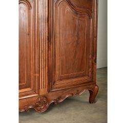 French 18th Century Louis XV Solid Walnut Inlay Armoire - 4271631