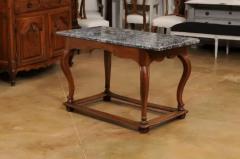 French 18th Century Louis XV Walnut Center Table with Variegated Grey Marble Top - 3521620