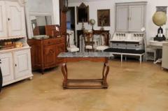 French 18th Century Louis XV Walnut Center Table with Variegated Grey Marble Top - 3521630