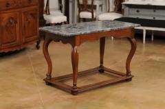 French 18th Century Louis XV Walnut Center Table with Variegated Grey Marble Top - 3521638