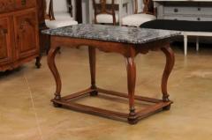 French 18th Century Louis XV Walnut Center Table with Variegated Grey Marble Top - 3521644