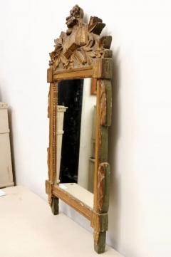 French 18th Century Louis XVI Period Giltwood Mirror with Carved Crest - 3547514