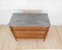 French 18th Century Louis XVI Walnut Marble Top Chest of Drawers - 4707331