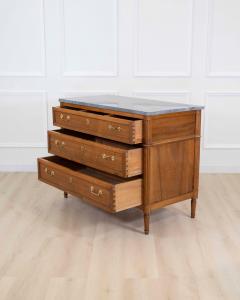 French 18th Century Louis XVI Walnut Marble Top Chest of Drawers - 4707351
