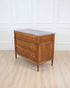French 18th Century Louis XVI Walnut Marble Top Chest of Drawers - 4707358