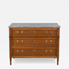 French 18th Century Louis XVI Walnut Marble Top Chest of Drawers - 4708274