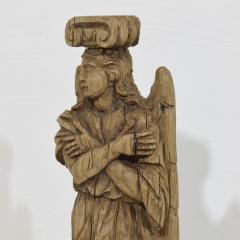 French 18th Century Neoclassical Hand Carved Oak Caryatid Angel Figure - 4120893