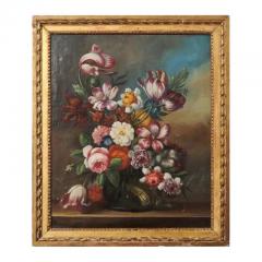 French 18th Century Oil on Canvas Floral Painting in the Dutch School Style - 3424546