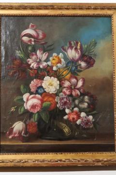 French 18th Century Oil on Canvas Floral Painting in the Dutch School Style - 3424669