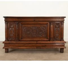 French 18th Century Solid Carved Oak Coffer - 3029056