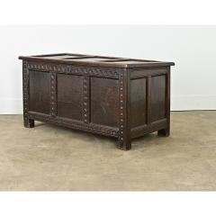 French 18th Century Solid Oak Carved Coffer - 4442297