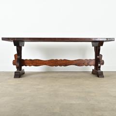 French 18th Century Solid Oak Trestle Dining Table - 4215727
