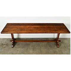 French 18th Century Solid Walnut Trestle Table - 3974731