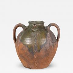 French 18th Century Unglazed Earthenware Oil Pot with Green Splash Glaze - 4760824