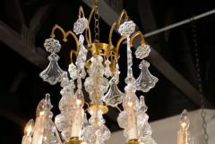 French 1900s Belle poque Brass and Crystal 10 Light Chandelier with Pendeloques - 3415240