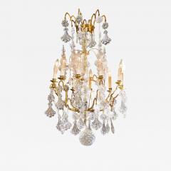 French 1900s Belle poque Brass and Crystal 10 Light Chandelier with Pendeloques - 3431321