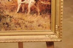 French 1900s Oil Painting Depicting a Pointer Standing at the Edge of the Woods - 3544852