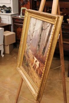 French 1900s Oil Painting Depicting a Pointer Standing at the Edge of the Woods - 3544883