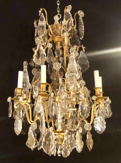 French 1920s Bronze and Crystal Chandelier with Spear Points - 2658915