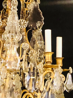 French 1920s Bronze and Crystal Chandelier with Spear Points - 2658952