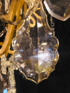 French 1920s Bronze and Crystal Chandelier with Spear Points - 2658961