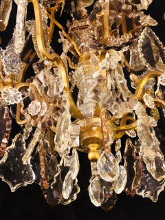 French 1920s Bronze and Crystal Chandelier with Spear Points - 2658962
