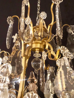 French 1920s Bronze and Crystal Chandelier with Spear Points - 2658964