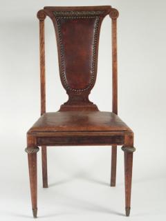 French 1920s set of 6 dining chairs in oak brass - 3140340