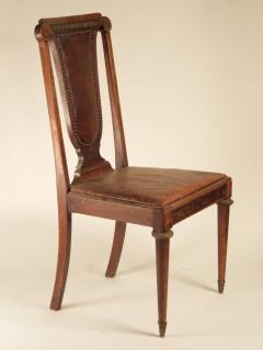 French 1920s set of 6 dining chairs in oak brass - 3140343