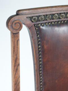 French 1920s set of 6 dining chairs in oak brass - 3140371