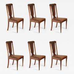 French 1920s set of 6 dining chairs in oak brass - 3143651