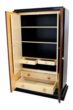 French 1930s Art Deco Cabinet in Black Lacquer and Marquetry - 2650502