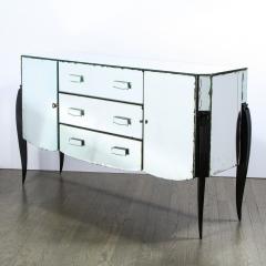 French 1940s Art Deco Beveled Mirrored Chest with Ebonized Walnut Cabriolet Legs - 4231310