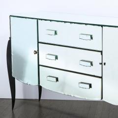 French 1940s Art Deco Beveled Mirrored Chest with Ebonized Walnut Cabriolet Legs - 4231313