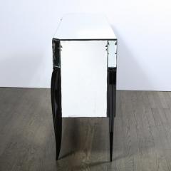 French 1940s Art Deco Beveled Mirrored Chest with Ebonized Walnut Cabriolet Legs - 4231314