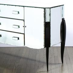 French 1940s Art Deco Beveled Mirrored Chest with Ebonized Walnut Cabriolet Legs - 4231315