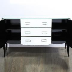 French 1940s Art Deco Beveled Mirrored Chest with Ebonized Walnut Cabriolet Legs - 4231316